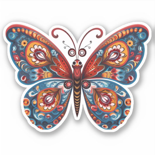 Folk Art Butterfly Sticker (Vorderseite)