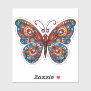 Folk Art Butterfly Sticker