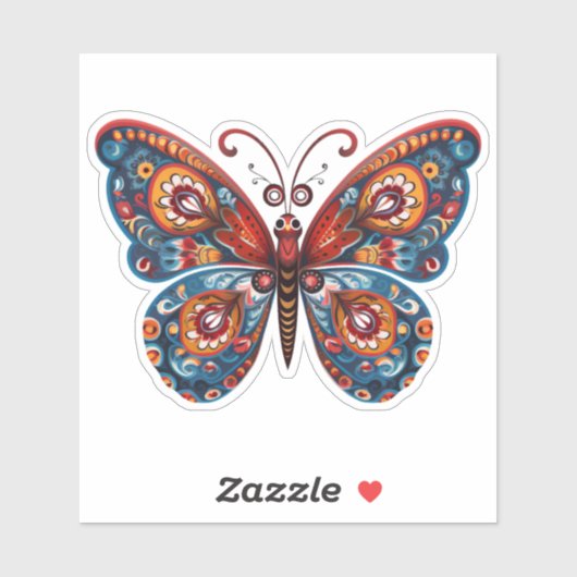 Folk Art Butterfly Sticker (Blatt)