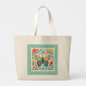 Folk Art Butterfly Tote Bag Jumbo Stoffbeutel (Rückseite)