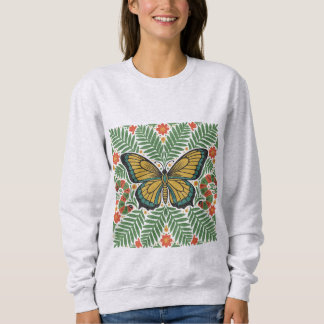 Folk Art Butterfly with Ferns Sweatshirt