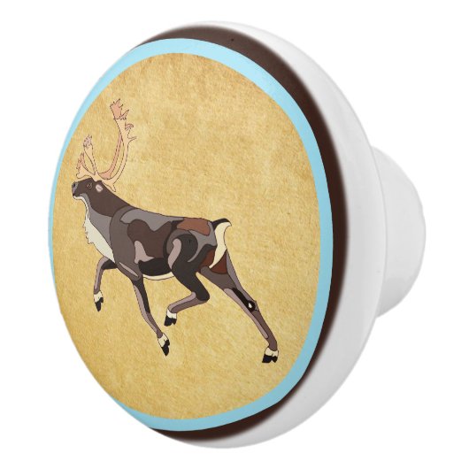 Folk Art Caribbean/Reindeer Keramikknauf (Rechts)