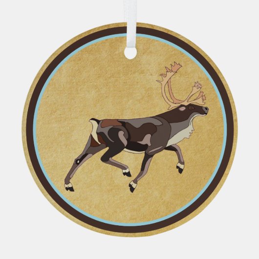 Folk Art Caribbean/Reindeer Ornament Aus Glas (Rückseite)