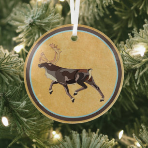 Folk Art Caribbean/Reindeer Ornament Aus Glas