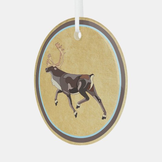 Folk Art Caribbean/Reindeer Ornament Aus Glas (Vorderseite links)
