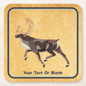 Folk Art Caribbean/Reindeer Rechteckiger Pappuntersetzer (Vorderseite)