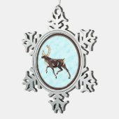 Folk Art Caribbean/Reindeer Schneeflocken Zinn-Ornament (Rechts)