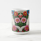 Folk Art Cat and Flowers Kaffeetasse (Mittel)