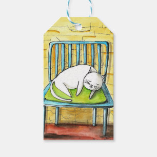 Folk Art Cat, Gift Tags, Aquarellkat Print Tag Geschenkanhänger