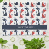 Folk Art Cat Pattern | Farmhouse Geschirrtuch (Gefaltet)