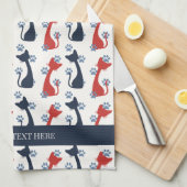 Folk Art Cat Pattern | Farmhouse Geschirrtuch (Viertel Falte)