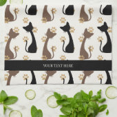 Folk Art Cat Pattern | Farmhouse Kitchen Geschirrtuch (Gefaltet)