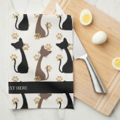 Folk Art Cat Pattern | Farmhouse Kitchen Geschirrtuch (Viertel Falte)