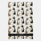 Folk Art Cat Pattern | Farmhouse Kitchen Geschirrtuch (Vertikal)