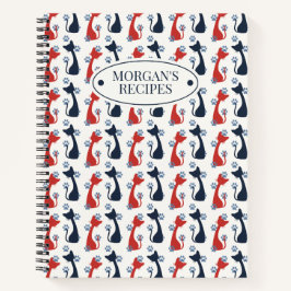 Folk Art Cat Pattern | Farmhouse Kitchen Recipe Notizblock