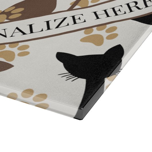 Folk Art Cat Pattern | Farmhouse Kitchen Schneidebrett (Ecke)