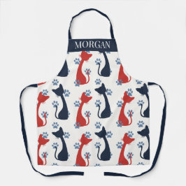 Folk Art Cat Pattern | Farmhouse Kitchen Schürze