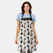 Folk Art Cat Pattern | Farmhouse Kitchen Schürze (Getragen)