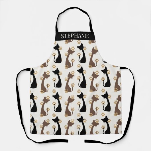 Folk Art Cat Pattern | Farmhouse Kitchen Schürze (Vorderseite)