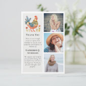 Folk Art Chicken Foto Beileid Beerdigung Dankeskarte (Stehend Vorderseite)