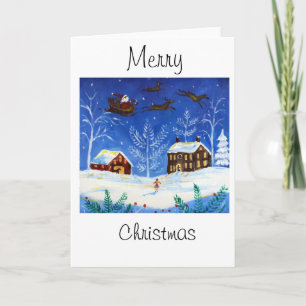 Folk Art Christmas Card with Santa Feiertagskarte
