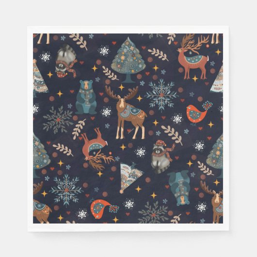 Folk Art Christmas Serviette (Vorderseite)