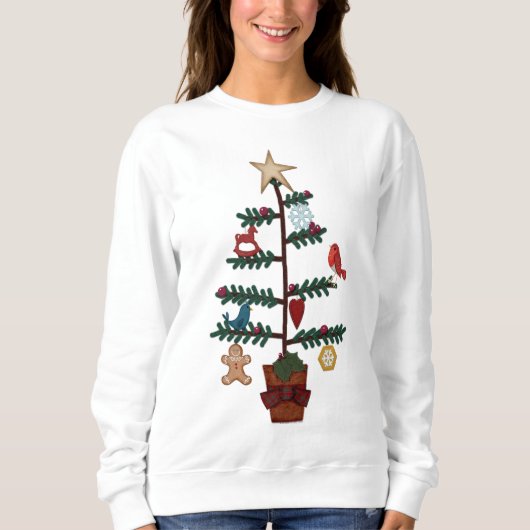 Folk Art Christmas Tree | Imitate Felt Ziergegenst Sweatshirt (Vorderseite)