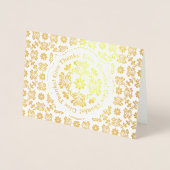 Folk Art Chrysanthemum Personalisierter Erntedank Folienkarte (Vorderseite)