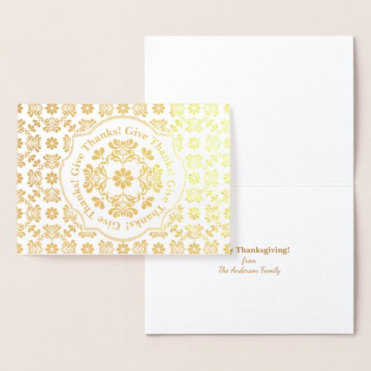 Folk Art Chrysanthemum Personalisierter Erntedank Folienkarte (Anzeige)