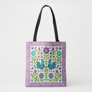 Folk Art Cockerel Tote Bag Tasche