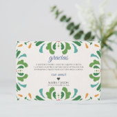 Folk Art Colorful Floral Fiesta Spanish Wedding Dankeskarte (Stehend Vorderseite)