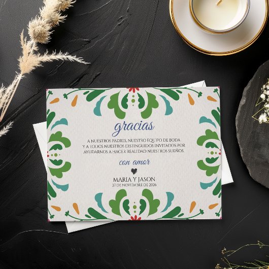 Folk Art Colorful Floral Fiesta Spanish Wedding Dankeskarte