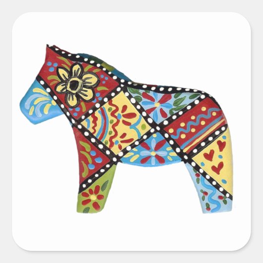 Folk Art Dala Horse Sticker (Vorderseite)