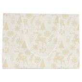 Folk Art Deer Botanical Ivory Large Gift Bag Große Geschenktüte (Rückseite)