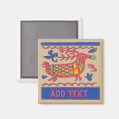Folk Art Deer, Danke, bearbeiten Sie Text Magnet (Vorderseite/Rückseite)