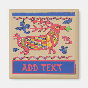 Folk Art Deer, Danke, bearbeiten Sie Text Magnet