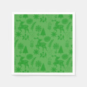 Folk Art Deer Forest Green Serviette (Vorderseite)