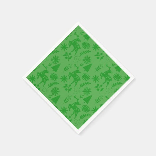 Folk Art Deer Forest Green Serviette (Ecke)