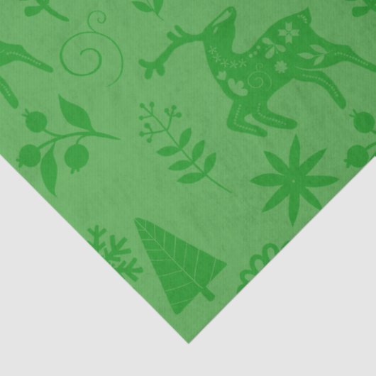 Folk Art Deer Forest Pattern Green Gift Seidenpapier (Detail)