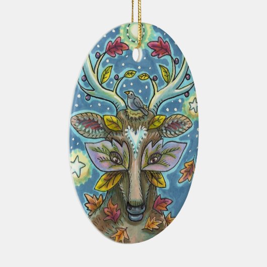 FOLK ART DEIN IM HERBLICHEN WALD, VOD NEST & MOON KERAMIK ORNAMENT (Rechts)