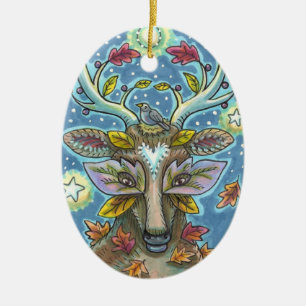FOLK ART DEIN IM HERBLICHEN WALD, VOD NEST & MOON KERAMIK ORNAMENT