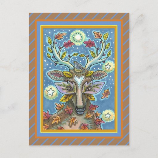 FOLK ART DEIN IM HERBLICHEN WALD, VOD NEST & MOON POSTKARTE (Vorderseite)