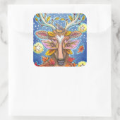 FOLK ART DEIN IM HERBLICHEN WALD, VOD NEST & MOON QUADRATISCHER AUFKLEBER (Tasche)