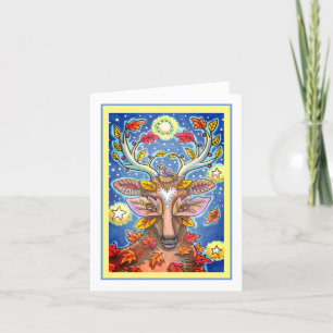 FOLK ART DEIN IM HERBSTWALD, BIRD NEST Blank Karte