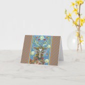 FOLK ART DEIN IM HERBSTWALD, BIRD NEST Blank Karte (Gelbe Blume)