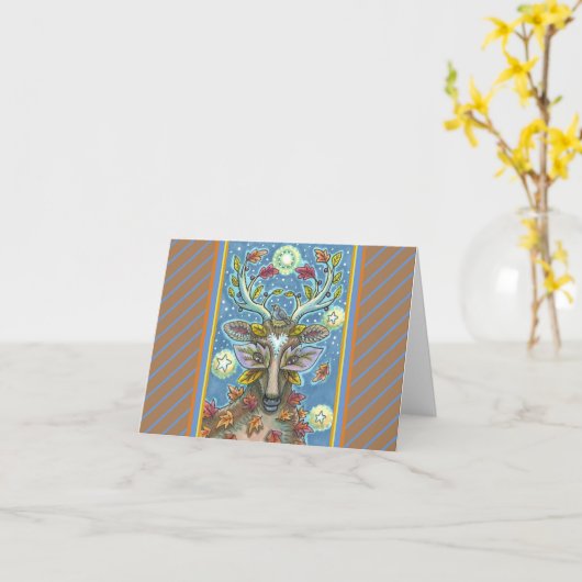 FOLK ART DEIN IM HERBSTWALD, BIRD NEST Blank Karte (Gelbe Blume)