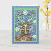 FOLK ART DEIN IM HERBSTWALD, BIRD NEST Blank Karte (Gelbe Blume)