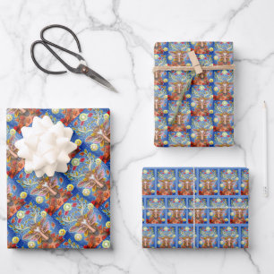 FOLK ART DEIN IM HERBSTWALD, VOGELNEST GESCHENKPAPIER SET
