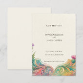 Folk Art Distel Save-the-Date-Karte Save The Date (Vorne/Hinten)