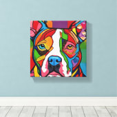 Folk Art Dog Pitbull Leinwanddruck (Insitu (Holzboden))
